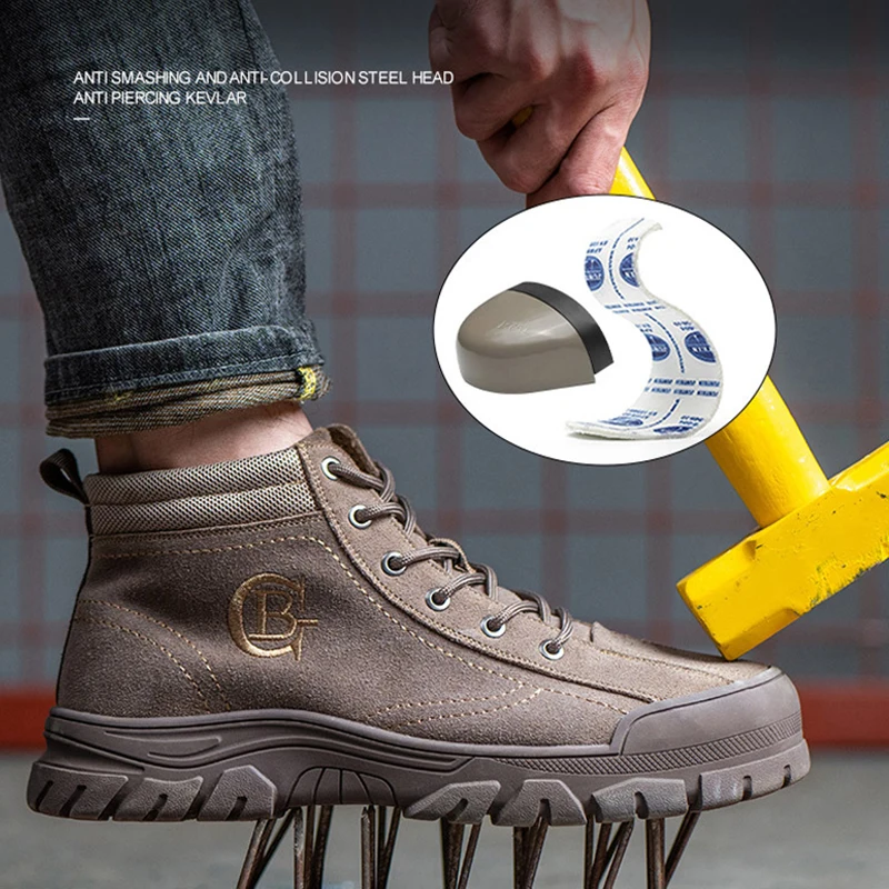 Bottes de travail Anti-écrasement et Anti-perforation pour hommes,  chaussures de sécurité à bout en acier, soudures Anti-brûlure, chaussures