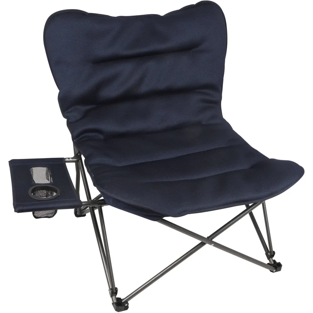 

Folding Camping Chair Foldable Oversized Relax Plush Chair With Side Table Blue Nature Hike Table Air Sofa Beach Chairs Armchair