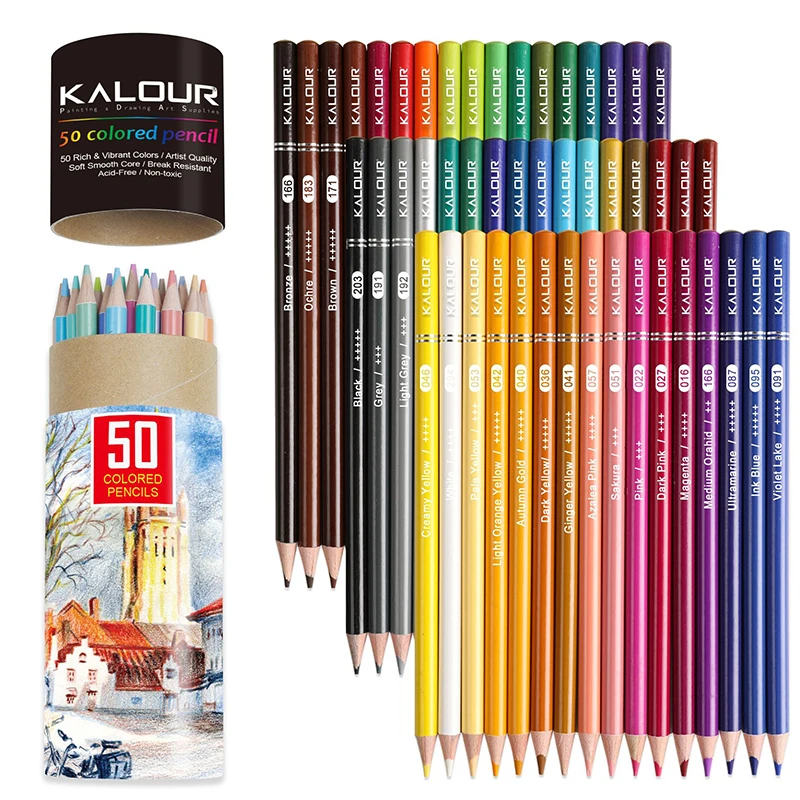 Color Professional Oil Pencils Set Wood Soft Pencil Drawing Sketch