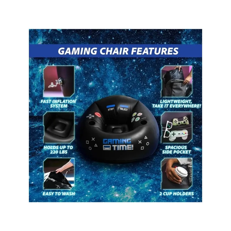 Set di Sedie Gonfiabili da Gaming, Poltrona Lounge, Divano Pigro in PVC Floccato, Sedia Pieghevole con Schienale, Divano per Camera da Letto - immagine 4
