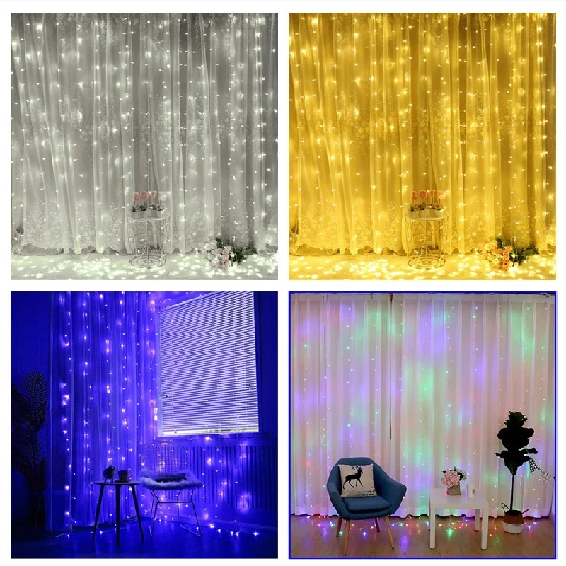 3M 4M 6M LED String Curtain Lights Christmas Garland 220V/110V Fairy