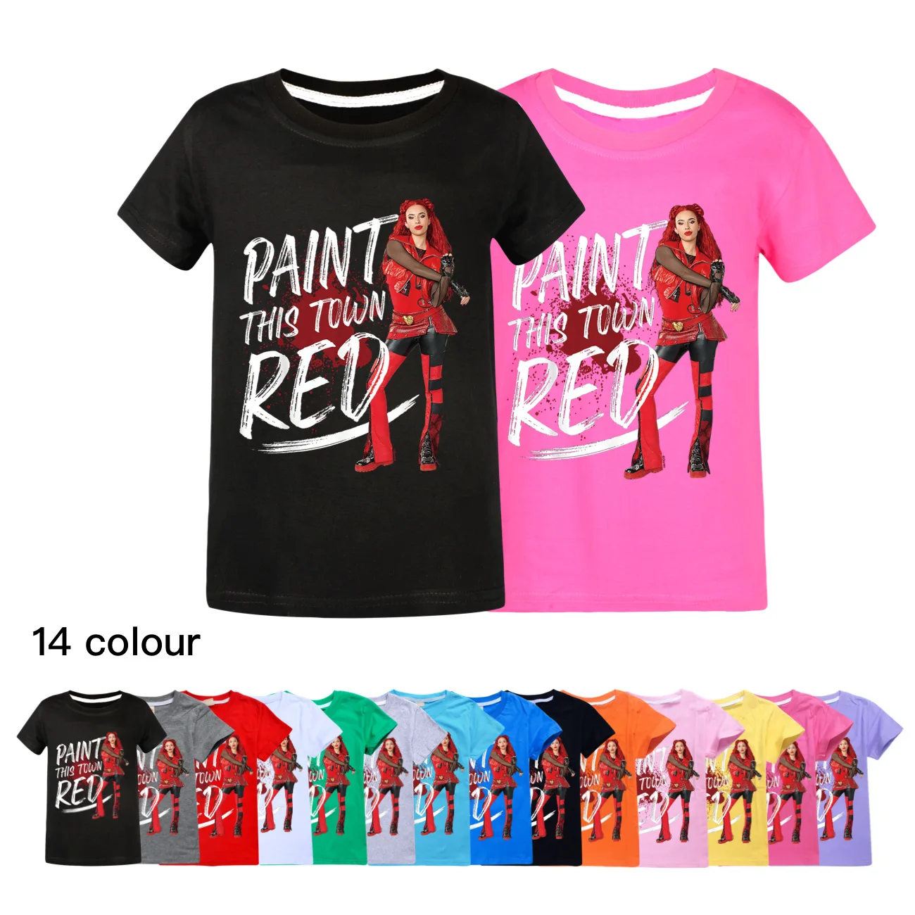 Kids Descendants 4 T-shirts for Girls Summer Short Sleeve Clothes Cartoon Tshirt The Rise of Red Costume Children Birthday Tops
