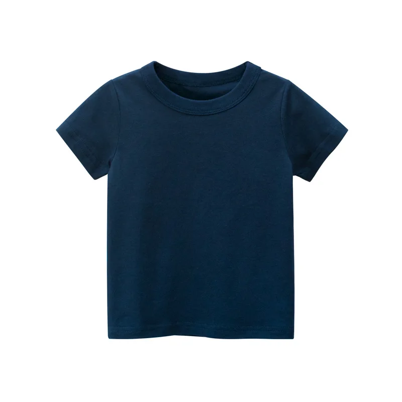 2024 Summer Girls Boys Solid T-Shirts Clothes 100% Pure Cotton Short Sleeve Yellow Red Green Kids UnderShirt Bottomming Clothing 2