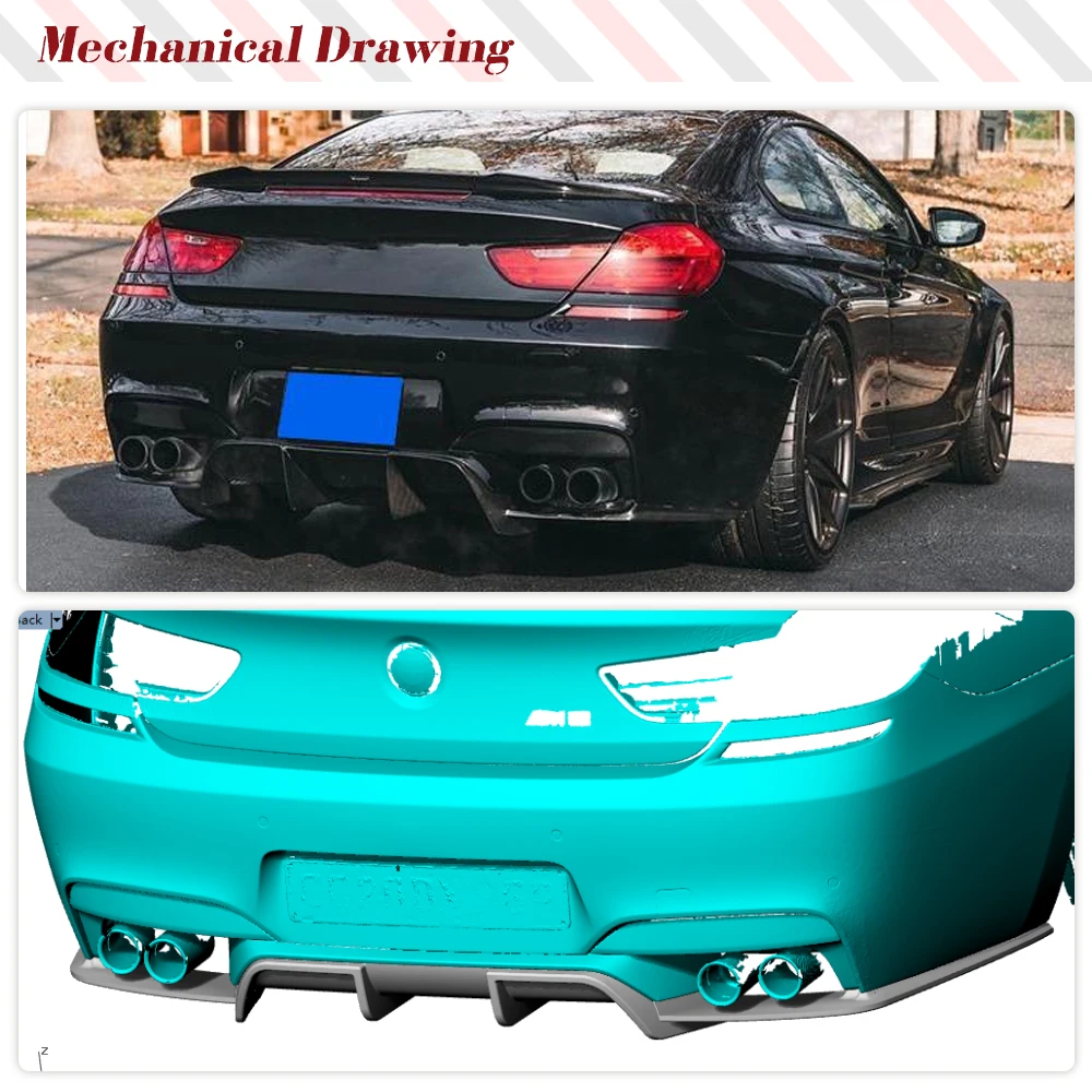 카본 파이버 자동차 리어 디퓨저 BMW 6 시리즈 F06 F12 F13 M6 2013-2018 리어 범퍼 립 레이싱 스포일러 바디 키트 FRP 호환