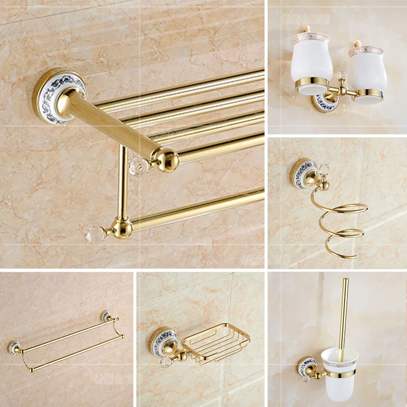

European-Style Stainless Steel Towel Rack Bathroom Rod Hanging Hardware Hanger Set Storage