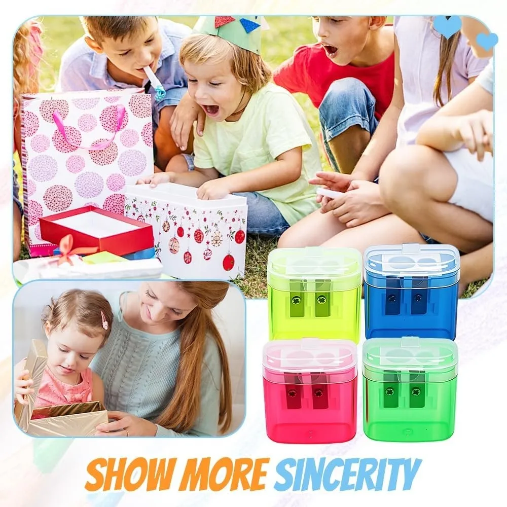 고품질 이중 구멍 연필깎이 휴대용 플라스틱 펜 샤프너 뚜껑 포함 연필깎이 도구 학교 사무용품