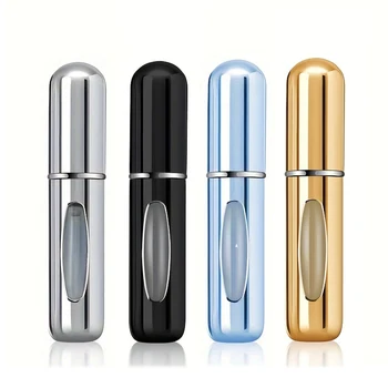 Atomiseur de parfum Portable de 5ml, récipient liquide pour cosmétiques de voyage, Mini vaporisateur en aluminium, bouteille vide rechargeable, 1/4 pièces 1