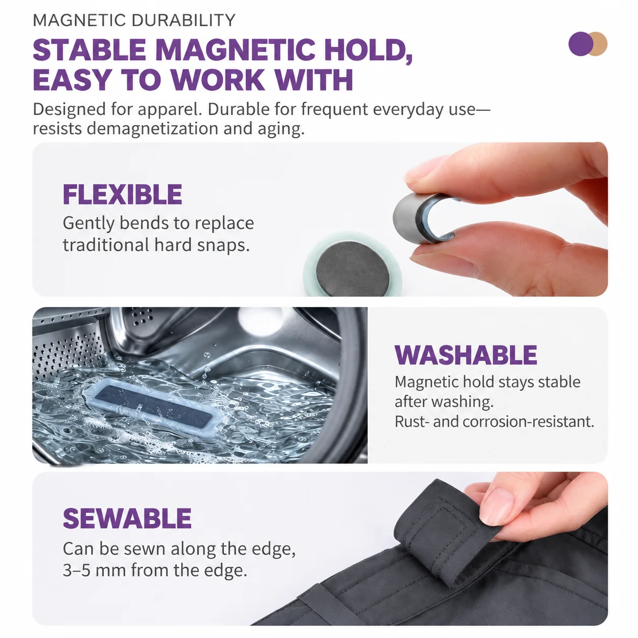 Soft Magnetic Snap Button for Handcrafted Fashion Accessories