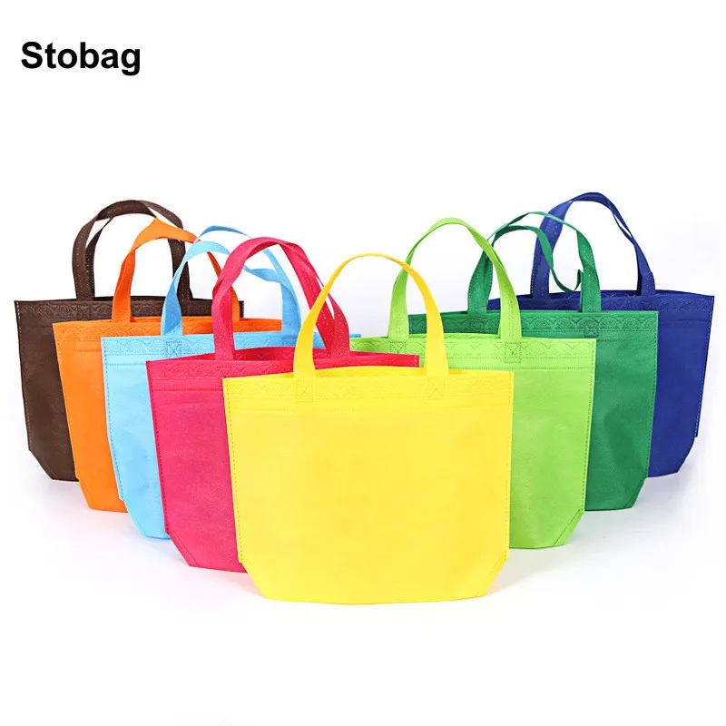 

Stobag 25pcs Non-woven Shopping Tote Bags Cloth Fabric Color Eco-friendly Storage Reusable Large Pouches Custom Logo(Extra Fee)