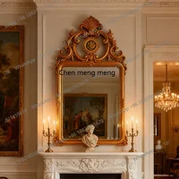 กระจกตกแต่งสไตล์ฝรั่งเศสแบบเรโทรใหม่ล่าสุด กระจกติดผนังห้องนั่งเล่นสไตล์อเมริกัน กระจกติดผนังเตาผิง กระจกแขวนผนังสไตล์ยุโรปคลาสสิกแกะสลักสำหรับห้องน้ำ 4