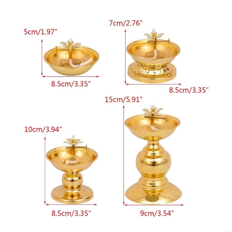 W91B Dimmable Lamp Holder Alloy Oil Lamp Dish Cooking Oil Butter Home Worship Ever-burning Lamps for Indoor Use