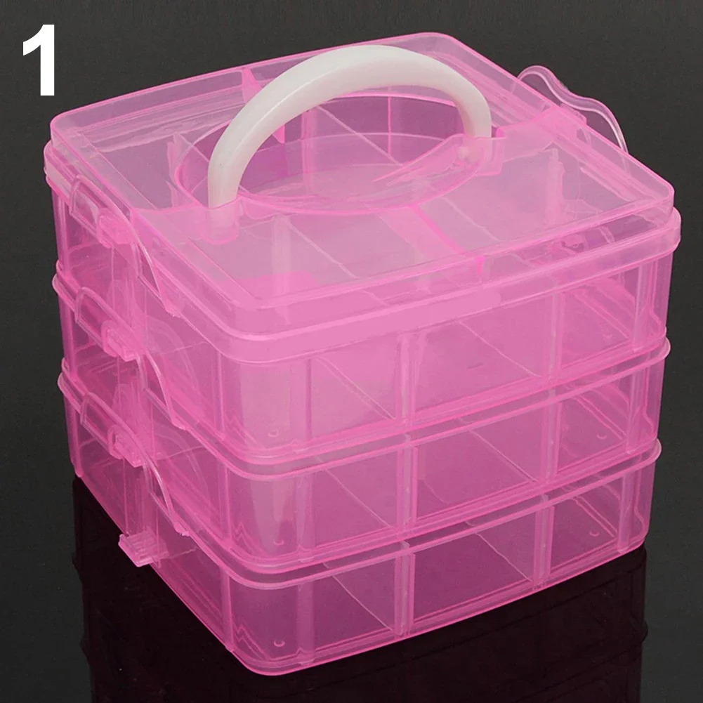 Scatola Portaoggetti In Plastica Trasparente 3 Strati 18 Scomparti Con Manico - Organizer Rimovibile Per Artigianato, Gioielli, Perline, Lego