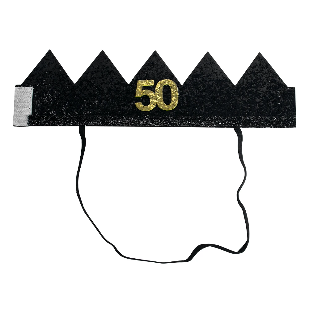 1pcs 30 40 50 60 Year Old Crown Hat Black Birthday Headband Anniversary Adult 30th 40th 50th 60th Birthday Party Decorations