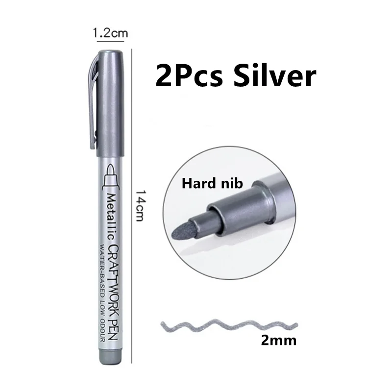 Metallic Brush Marker Set – Gold, Silver & White Permanent Art Pens