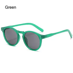 Round Black Retro Streetwear Sunglasses (Green)