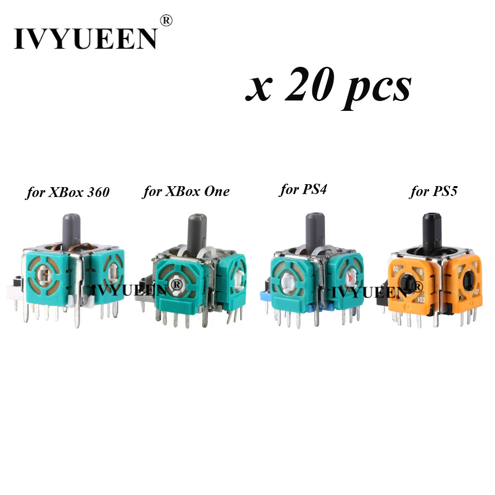 IVYUEEN 20 PCS 3D Analog Thumb Sticks Sensor Module Potentiometer for  PlayStation 5 4 PS5 PS4 Controller for XBox One S X 360