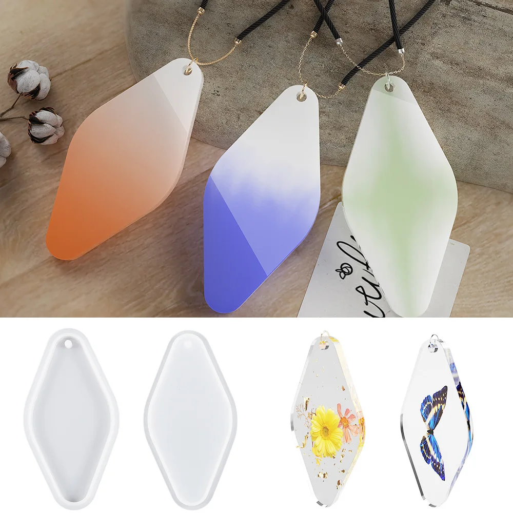 

Diamond shaped silicone mold made of epoxy resin can be used for jewelry pendants sweater chains keychains
