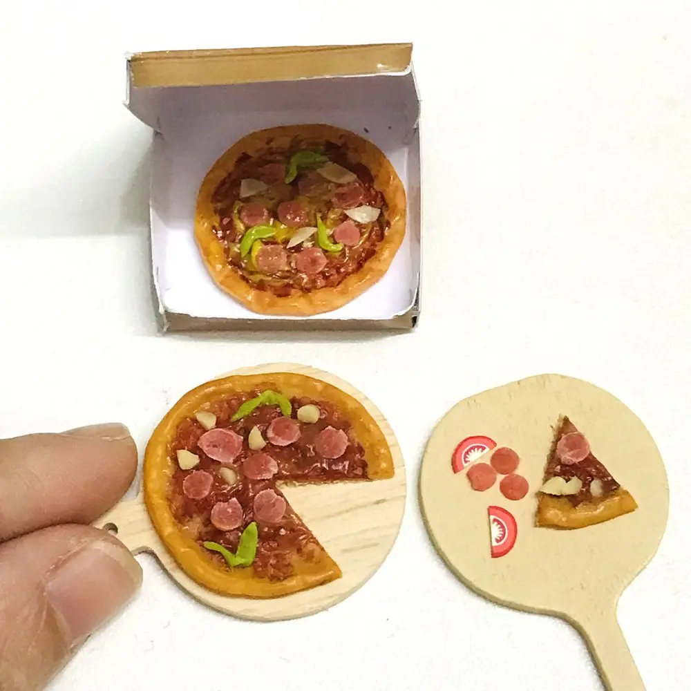 NEW 1 Set 1/6 Scale Dollhouse Miniature Pizza Mini Fast Food Bacon Bread for Barbies Blyth OB11 BJD Doll House Kitchen Toys