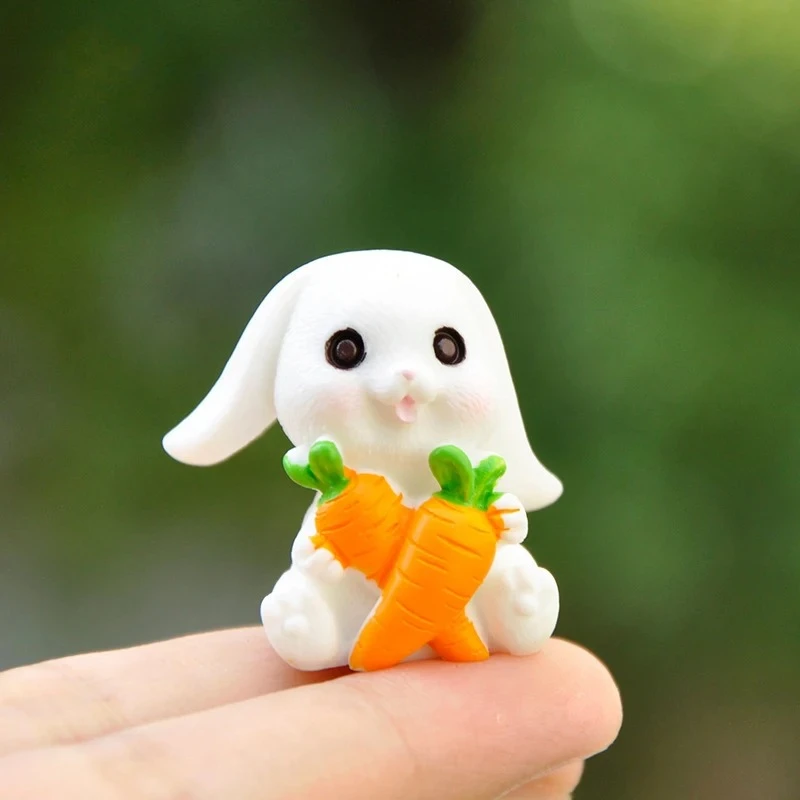 Sculptures and Figurines Miniature Cute Animal Rabbits Micro Landscape Ornaments For Decoration Home Room Decor Accessories