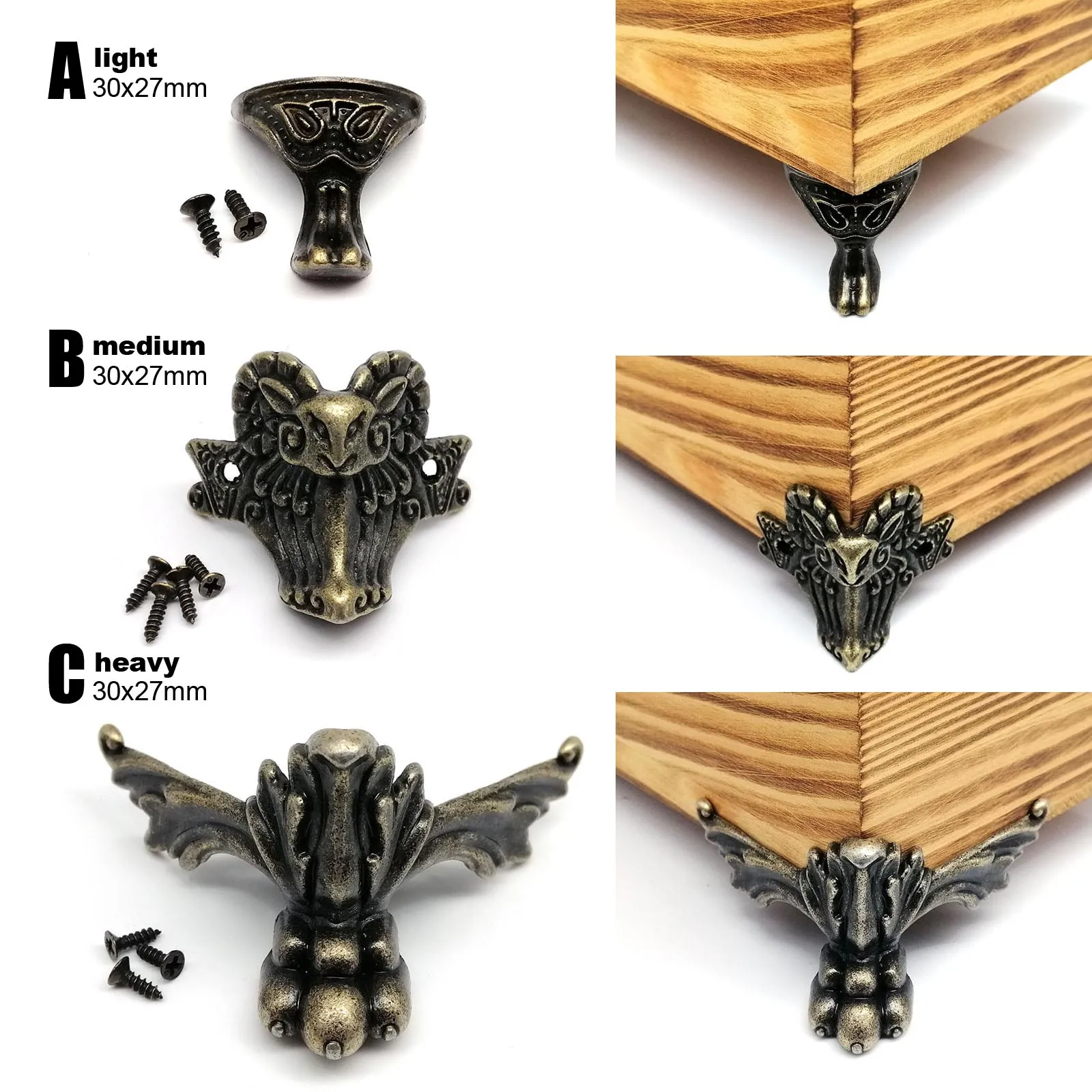 4x Vintage Gioie Scatola IN Legno Per Custodia Decorativo