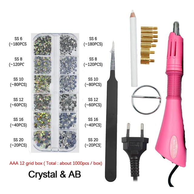 Hotfix Stone DIY Hot Fix Rhinestone Applicator Wand Setter Tool set  ,Tweezers & Brush Kit & Glass Crystal Rhinestones - AliExpress