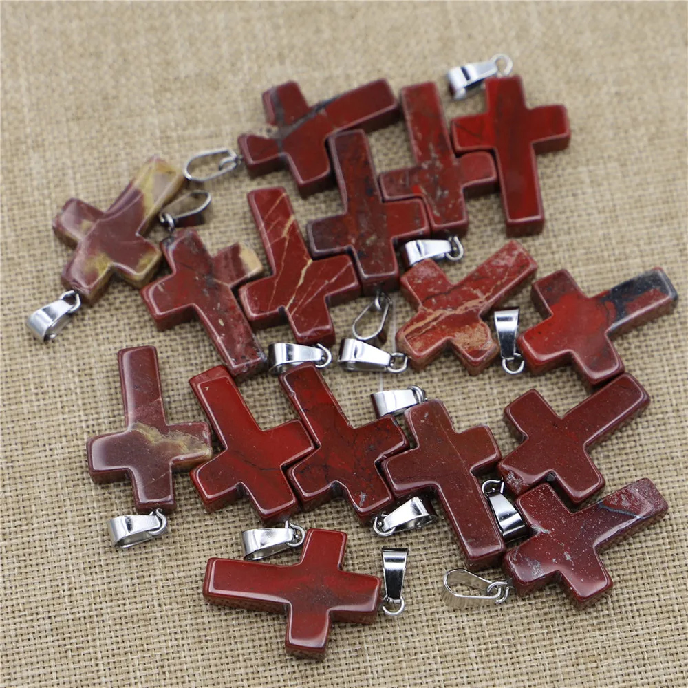 High Quality Natural Rainbow Stone Cross Pendants Charms For Men And Women Jewelry Making Wholesale 25pcs Dropshipping