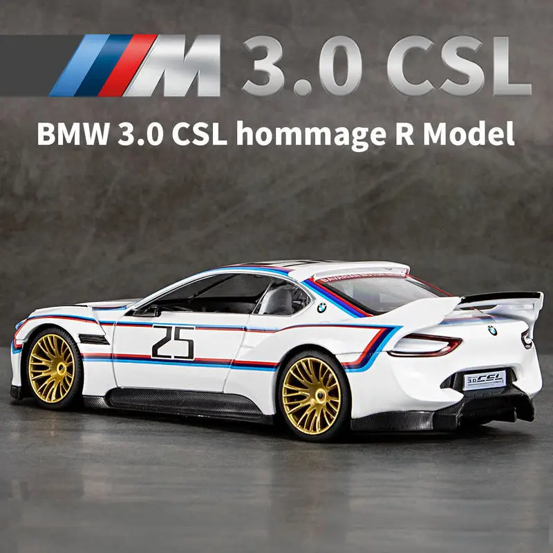 1:24 BMW 3.0 CSL Hommage R BMW M4 M6 Alloy Model Car Toy Diecasts Metal Casting Sound and Light Car Toys For Children Vehicle