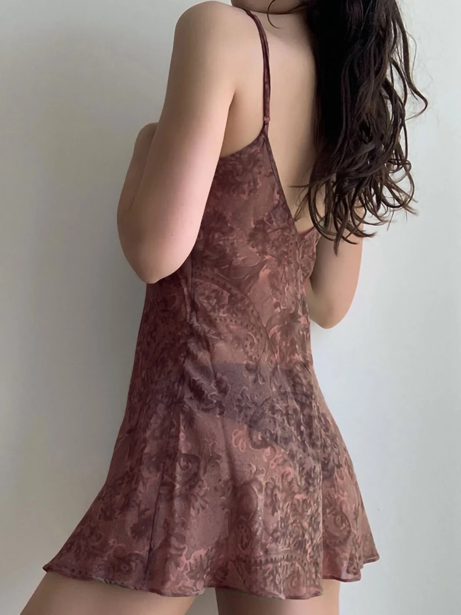 Korean Nightgown Sleepwear Womens Floral Night Dress Summer Bow Sleep Nightwear Ruffles Pajamas Spaghetti Strap Sleepshirts - 6