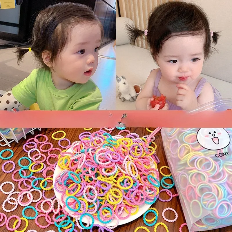 child-Free Hair Elastics for Toddler Girls - Mini Size Soft Elastic Bands for Tiny Ponytails & Braids, Non-Slip Baby Hair Ties