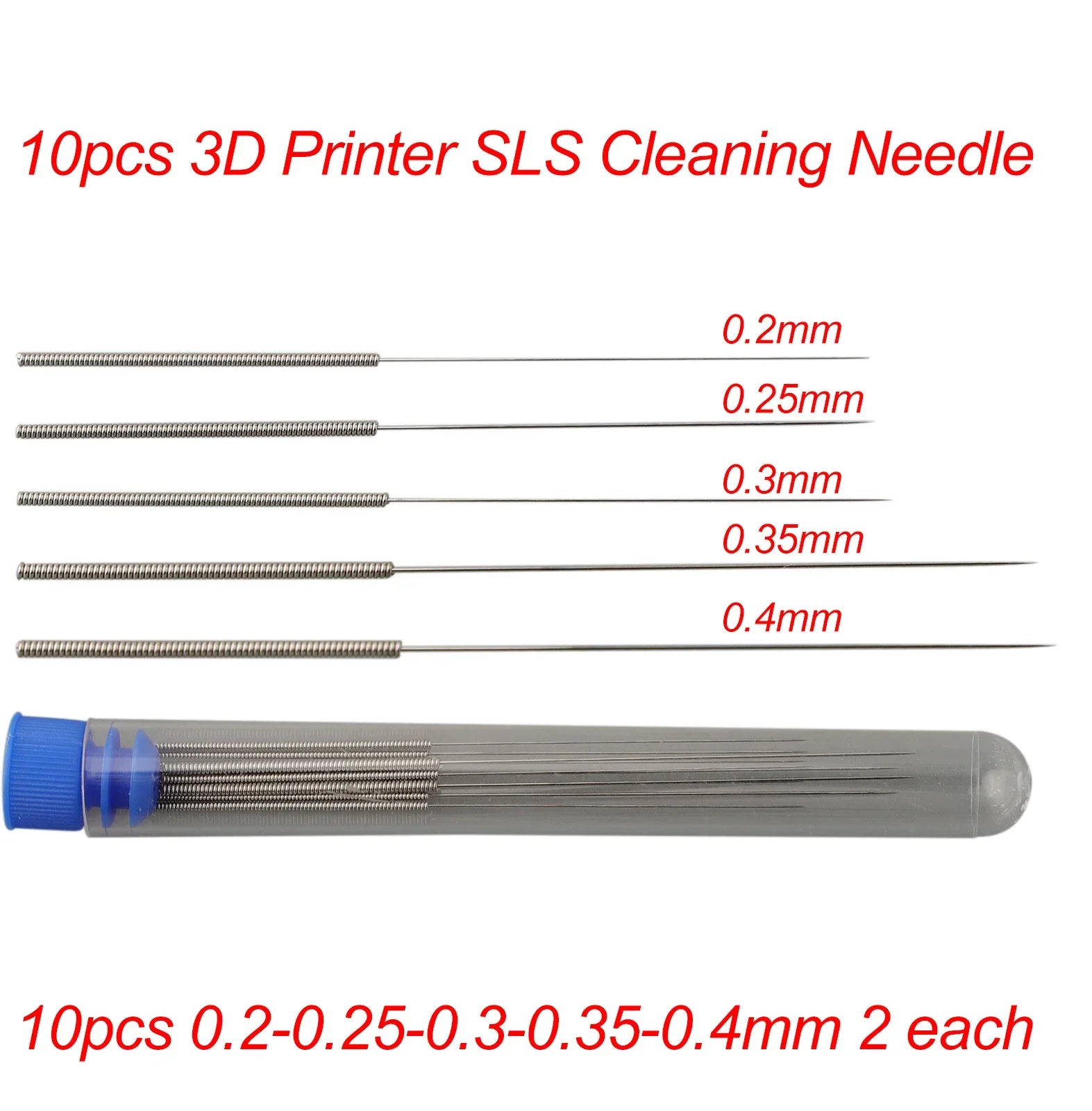 Cleaning needle kit Reusable Plastic + Stainless Steel 0.2/0.25/0.3/0.35/0.4mm Clean clogged nozzles