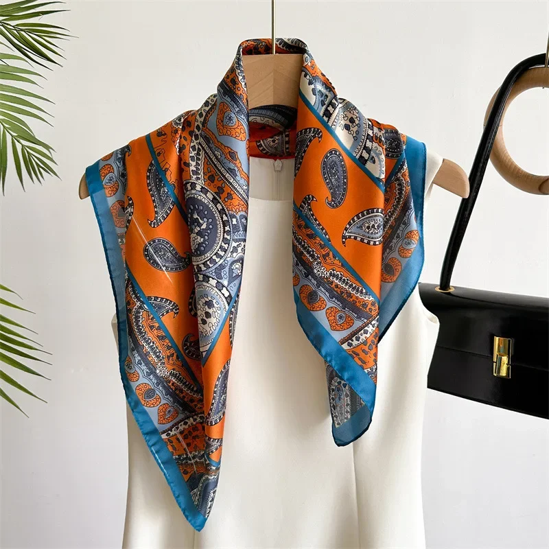 Printed Scarf Silk Scarf Square Scarf Horse Print Skinny Silk Square Scarf for Women Soft Satin Neckerchief Bag Ribbon Female Foulard Hairband
