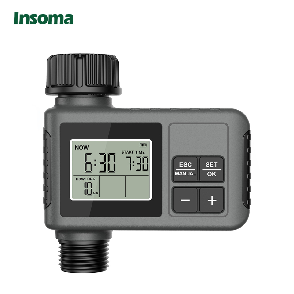 Insoma Automatic Water Timer Intelligent Irrigation Watering System Sprinkler Timer Garden Programmer Equipment IPX7 LCD Display