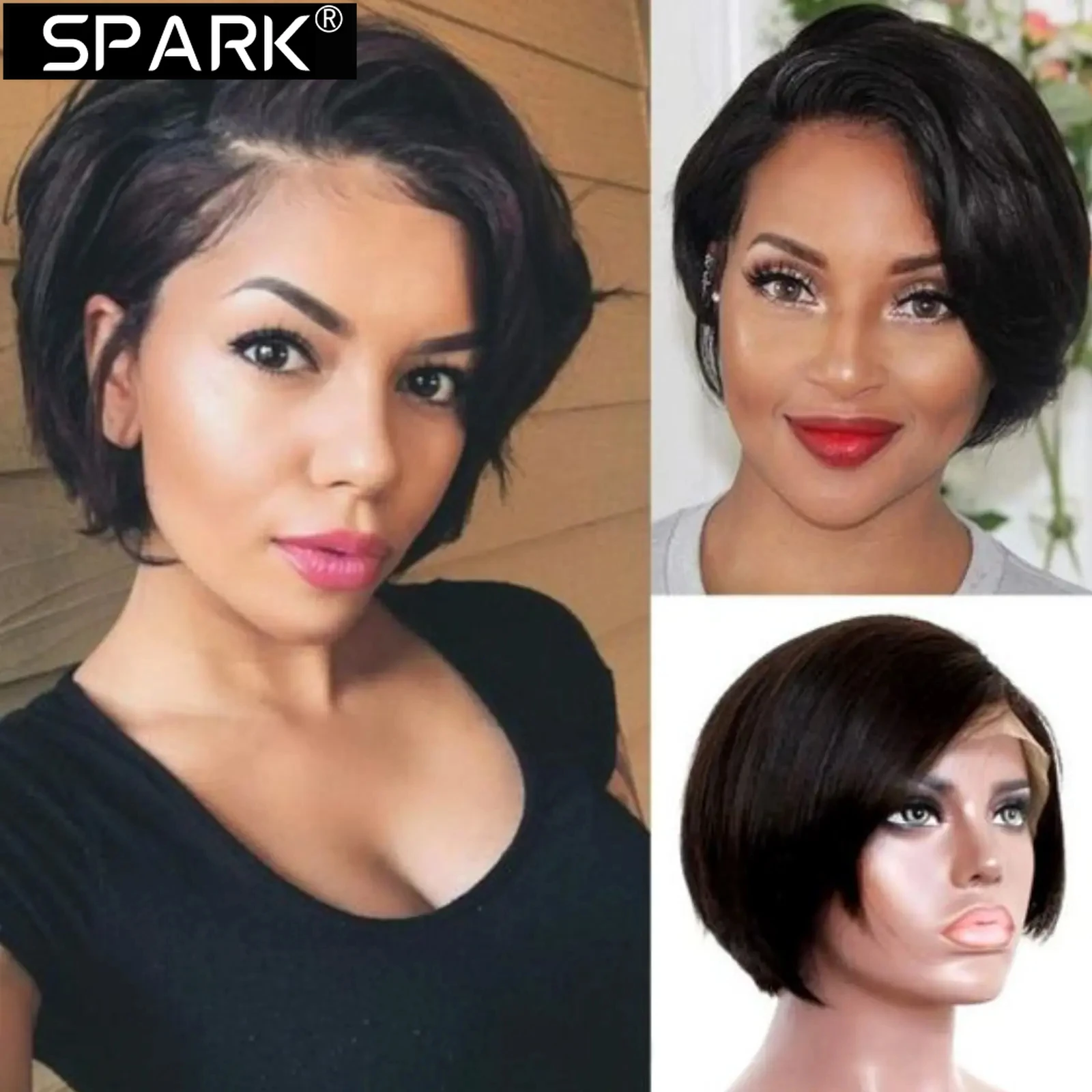 

Женский парик из 100% человеческих волос, с прозрачными кружевами, 1B/30