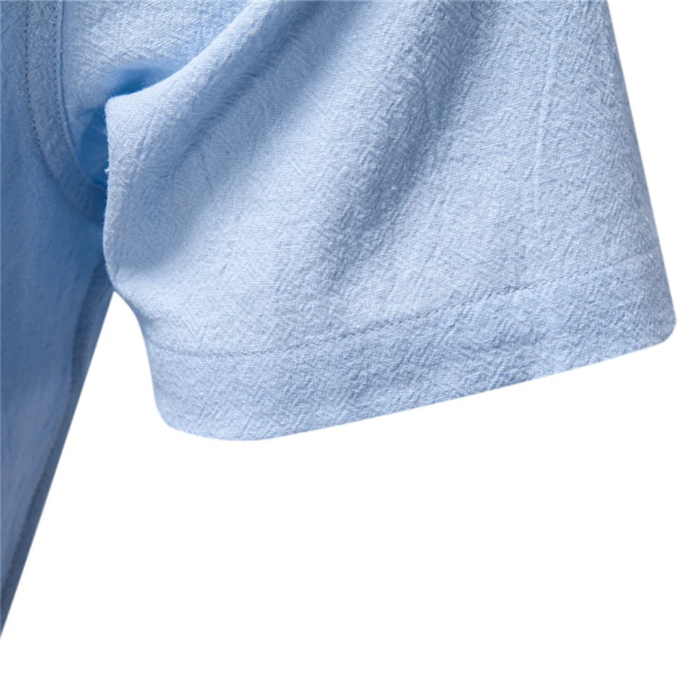 AIOPESON Men's casual short sleeved shirt Short Sleeve Solid Color Linen Shirt Turn Down Collar Casual Summer Breathable Comfort Shirts for Men