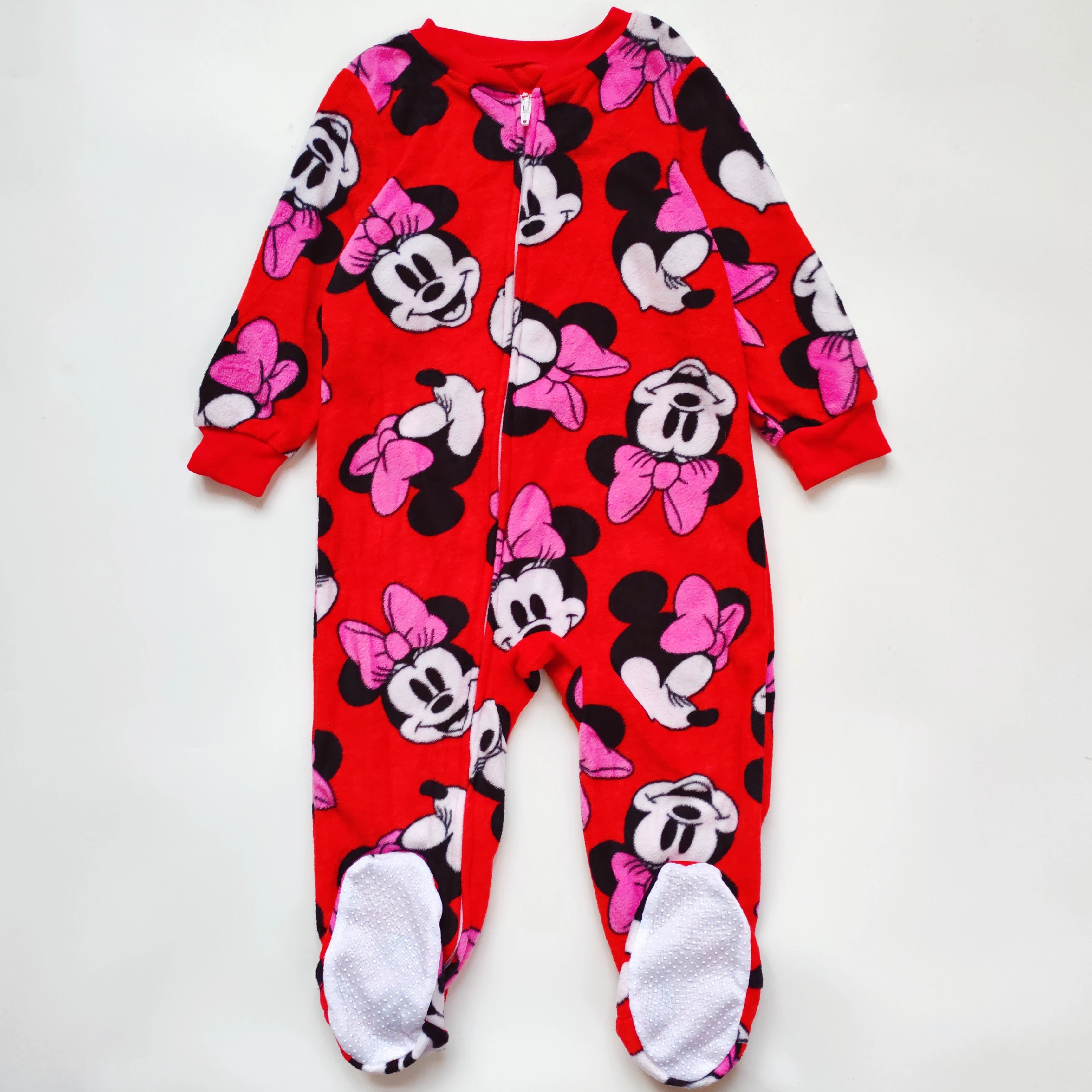 미끄럼 방지 기능이 있는 플리스 롬퍼 우주복, 지퍼가 달린 발싸개형 실내복, 남아 및 여아용, 212세, 봄/가을용, 가벼운 폴리에스터 소재