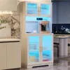 67" LED Storage Cabinet with Charging Station, Sockets & USB Ports For Kitchen Pantry, Microwave Hutch, Buffet Sideboard 1