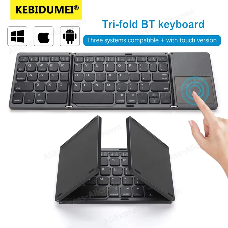Mini tastiera wireless Bluetooth portatile pieghevole con touchpad per tablet, iPad e telefono Windows, Android e iOS._voghion.com