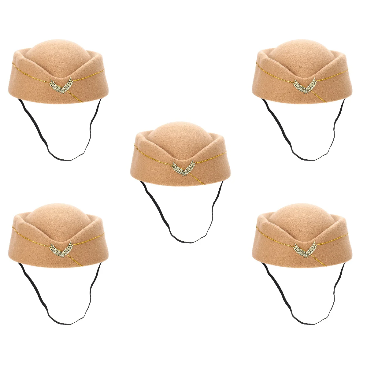 

5 Pieces Stewardess Beret Costumes Cosplay Uniform Hat Flight Attendant Top Airline Woolen Child Decorative Pillbox