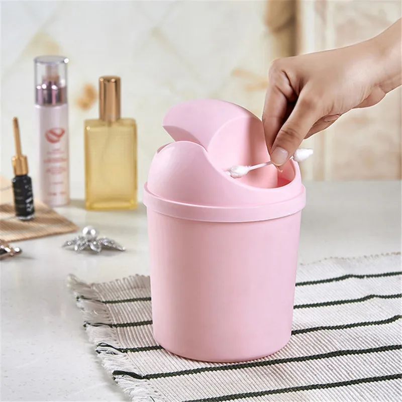 Mini Waste Bin Desktop Home Garbage Basket Table Trash Can Swing for Home Office Table Trash Can Small Waste Bin Office Supplies