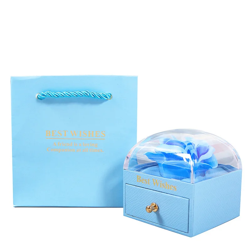 Eternal Soap Flower Jewelry Box Ring Necklace Storage Box Creative Double Open Eternal Rose