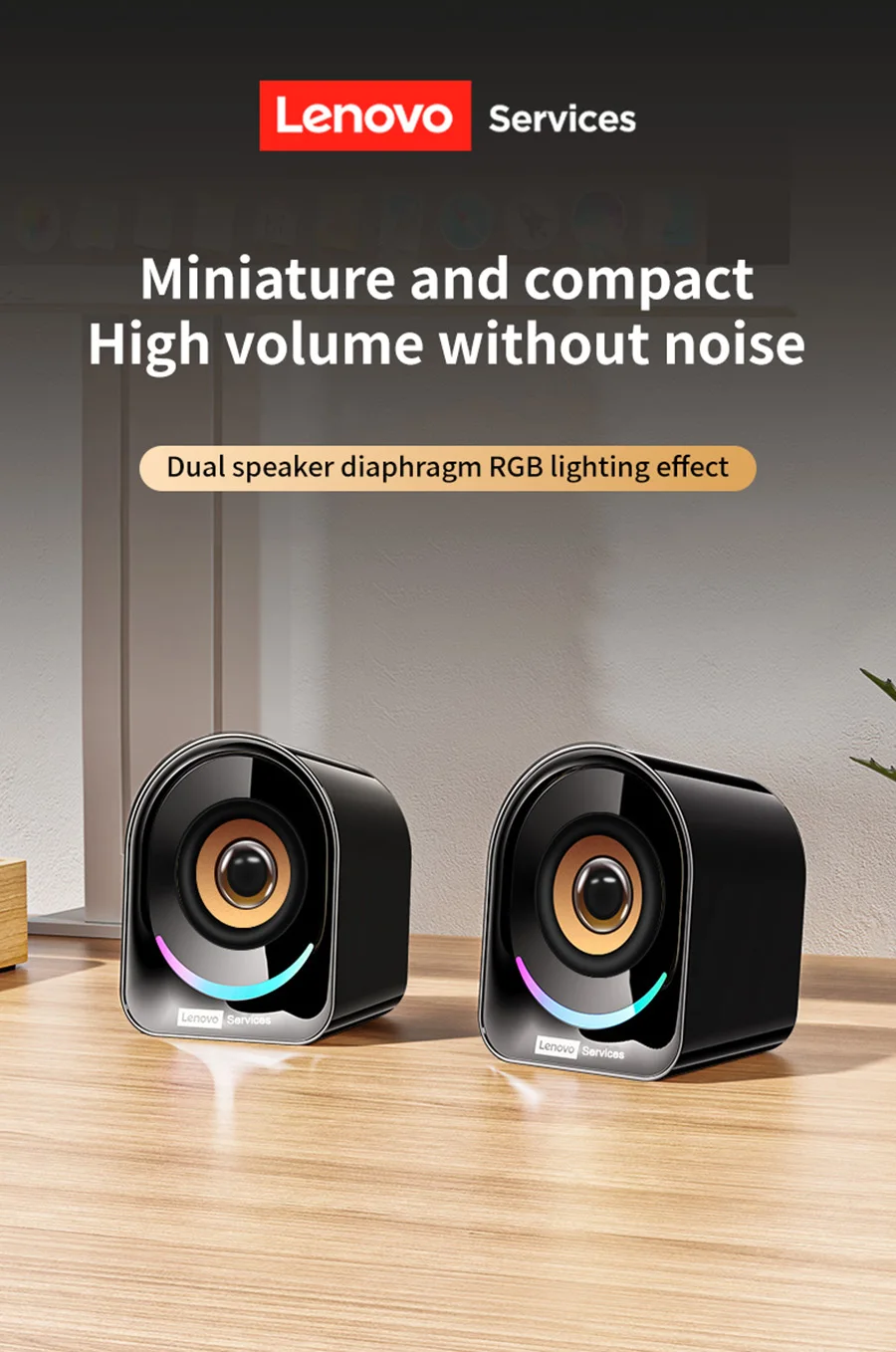 Lenovo Tragbarer Mini Kabelgebundener Desktop-Lautsprecher Multimedia-Audiosystem Mit Verbessertem Bass Klarer Klang Für Pc Laptop S846891Bbbc1A49B7A7E81Bc6A75Ff205I