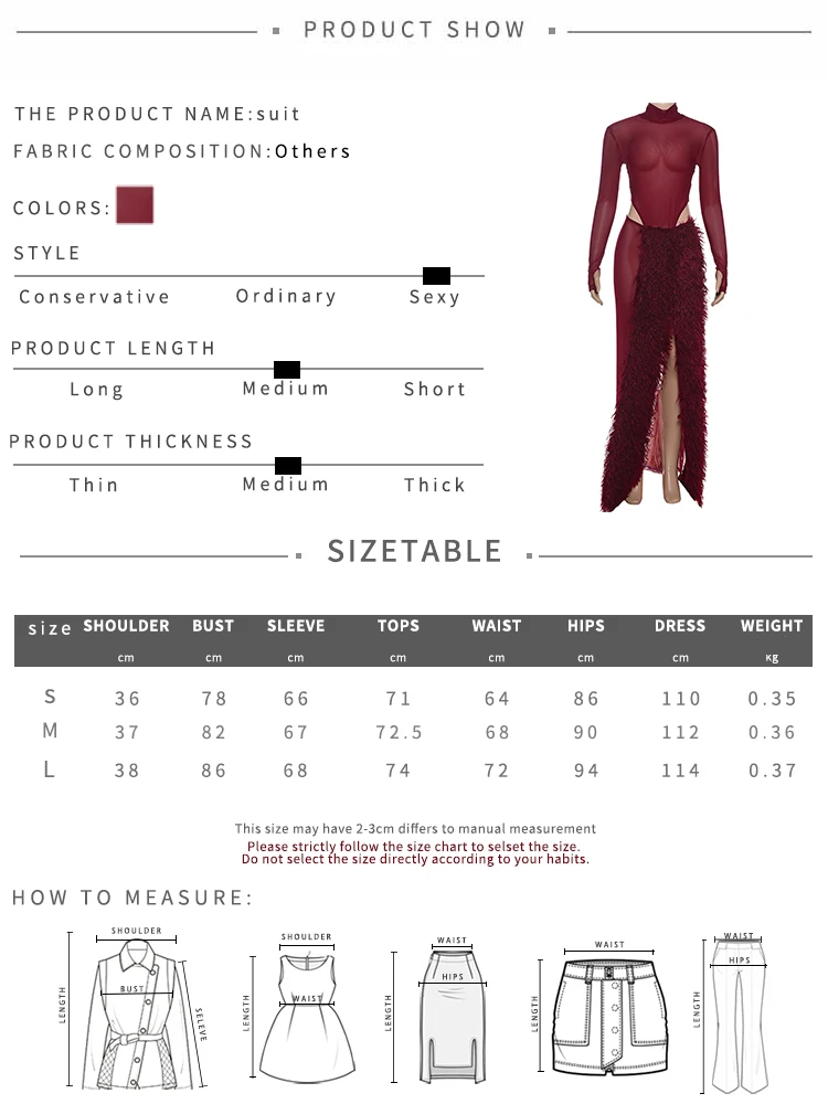 Nibber Slim Durchsichtiges 2-teiliges Set für Damen, Rollkragenpullover, volle Ärmel, Bodys + pelziges Patchwork, hohe Röcke, sexy Mesh-Outfits – Detail 1
