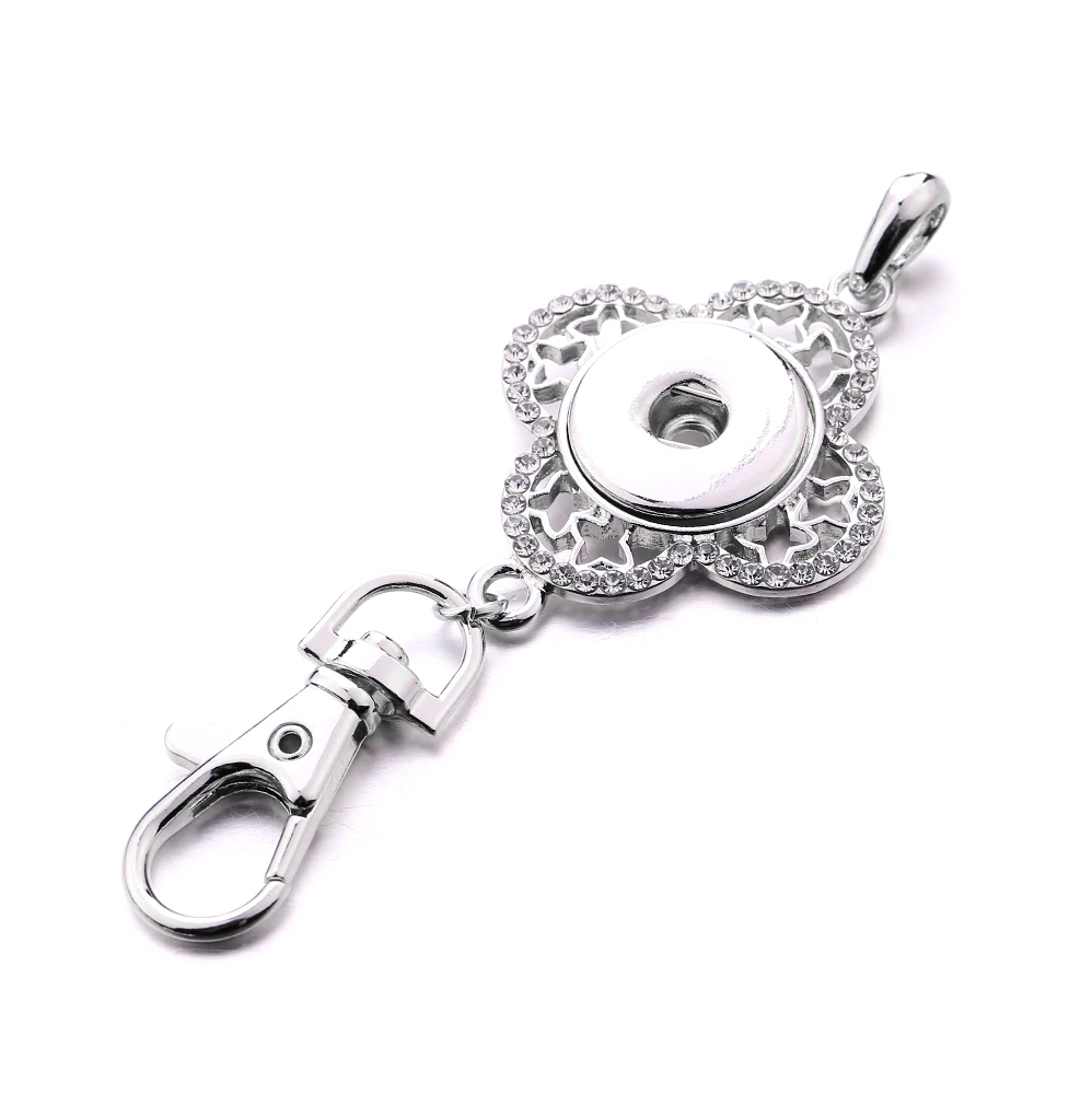 10pcs Vintage Metal Love Heart Flower 18mm Snap Button Keychain Jewelry for Men Women Charms Key Chain