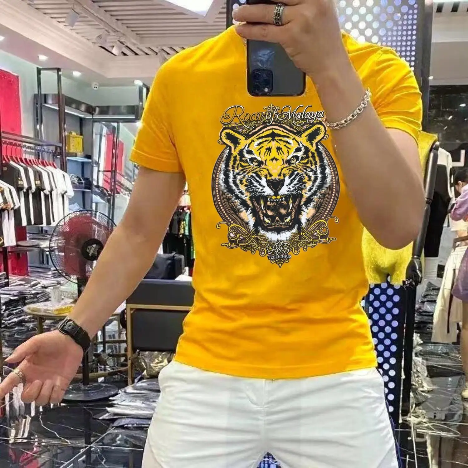 

Men's Summer Short-sleeved T-shirt New Fashion Brand Loose Tiger Head Print Light Luxury Top Fashionable Men's Clothing