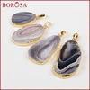 Fashion Gold Plated Natural Onyx Botswana Agate Slice Pendant Bead for Necklace Natural Gemstone for Necklace Accessories 4