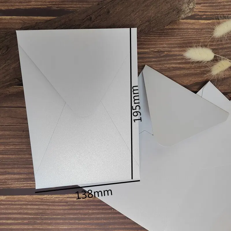 50pcs Elegant Vertical Invitation Envelope 138x195mm V-Flap  250gsm Pearl Paper Custom Color Custom Logo