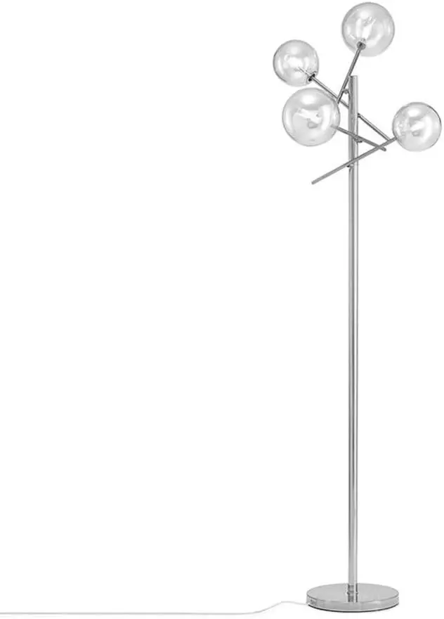 

Chandelier Floor Lamp, 4 Lights Floor Light with Smoky Grey Glass Shade,Chrome Lamp led w empotrable Downlight speaker Recessed