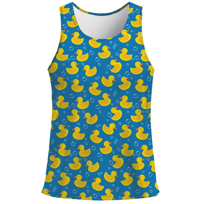 Cartoon Cat Duck Shark 3D Print Canotta Uomo Summer Gym Fitness T-Shirt Street Sports T-Shirt Senza Maniche Top Animal Pattern Vest
