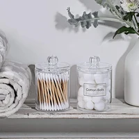 Acrylic Makeup Organizer Cotton Swabs Qtip Container Cosmetic Jewelry Cotton Pad Storage Box for Bathroom Organization 2