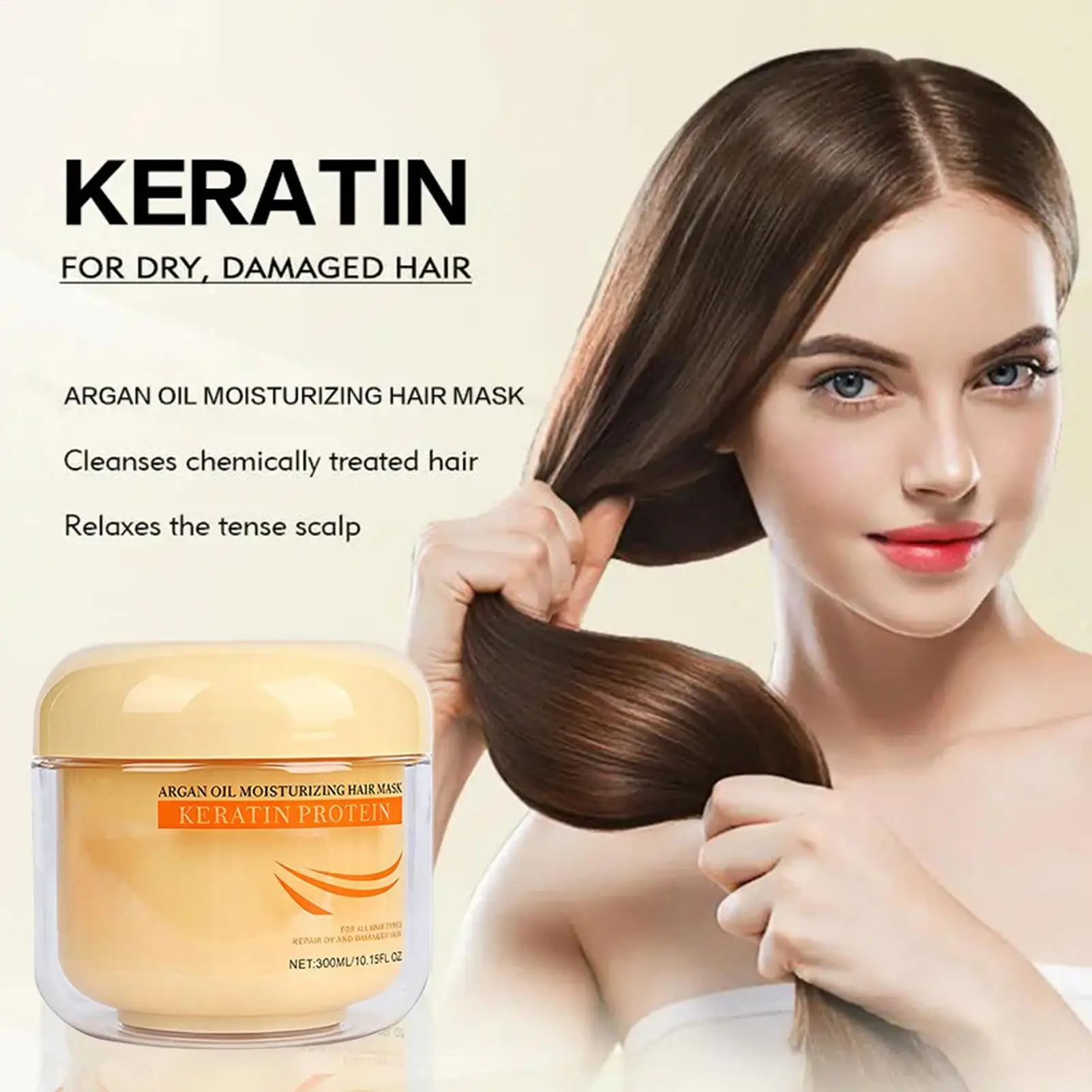 Maschera per Capelli per Condizionamento Profondo 300ml, Riparazione Idratante Nutriente per Doppie Punte e Rotture, Trattamento Idratante per Uso Domestico - immagine 4
